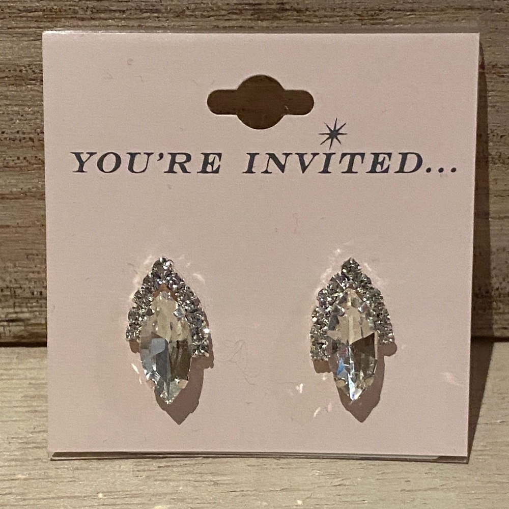 NWT Silver Crystal Earrings for formal events